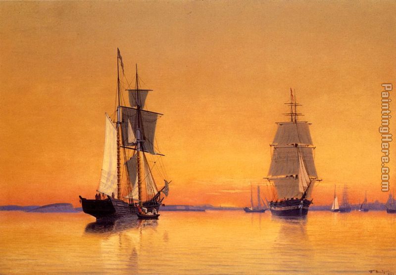 Ships in Boston Harbor at Twilight painting - William Bradford Ships in Boston Harbor at Twilight art painting
